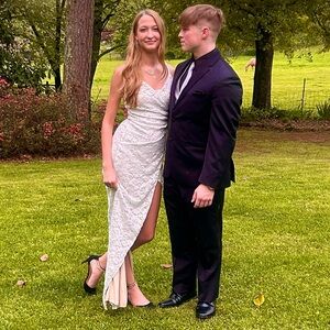 Formal white lace dress